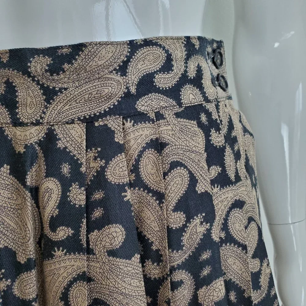 HELD Vintage 80's Tan & Black Paisley Midi Skirt - Picture 4 of 8